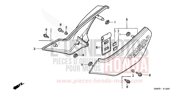 SEITENABDECKUNG von Transalp SPARKLER BLACK PEARL (NH343K) von 1993
