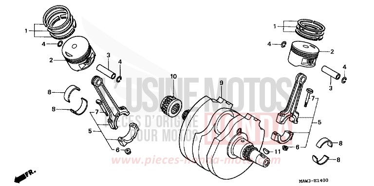 KURBELWELLE/KOLBEN von Transalp ANCHOR GRAY METALLIC-U (NH229B) von 1996