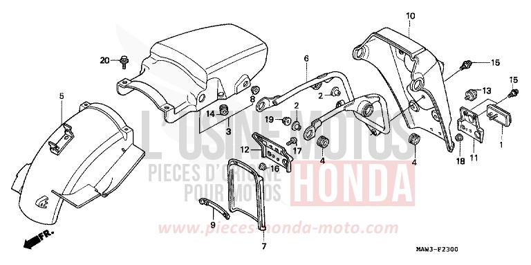 KOTFLUEGEL, HINTEN von Transalp LAPIS BLUE METALLIIC (PB257H) von 1996