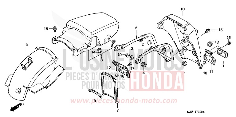 KOTFLUEGEL, HINTEN von Transalp LAPIS BLUE METALLIIC (PB257H) von 1997
