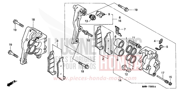 VORDERRAD-BREMSSATTEL von Transalp SCHWARZ (NH1D) von 1999