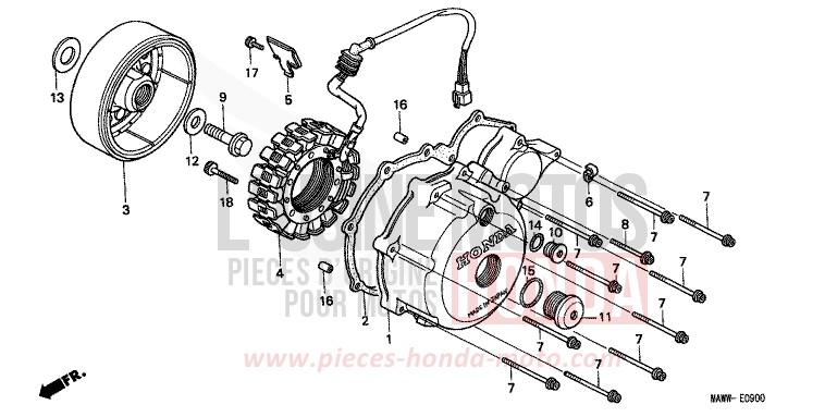 KURBELGEHAEUSEDECKEL, L./ GENERATOR von Transalp RADIANT RED METALLIC (R218K) von 1999