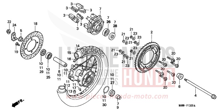 HINTERRAD von Transalp WINTER LAKE BLUE METALLIC (PB187) von 1999