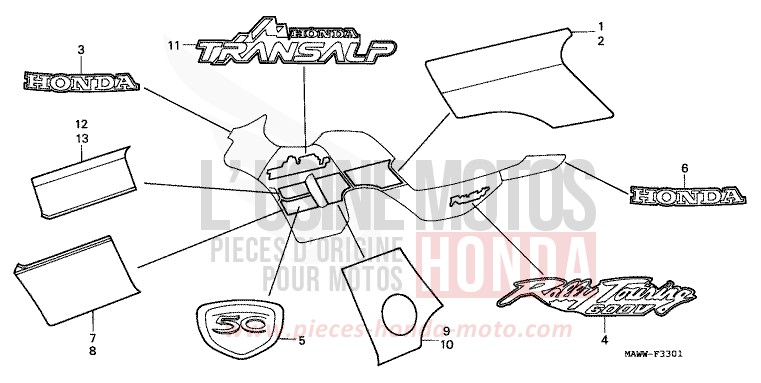 STREIFEN/MARKE (2) von Transalp WINTER LAKE BLUE METALLIC (PB187) von 1999
