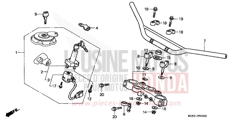 ROHRGRIFF/OBERE BRUECKE von XLR125R SCHWARZ (NH1A) von 1998