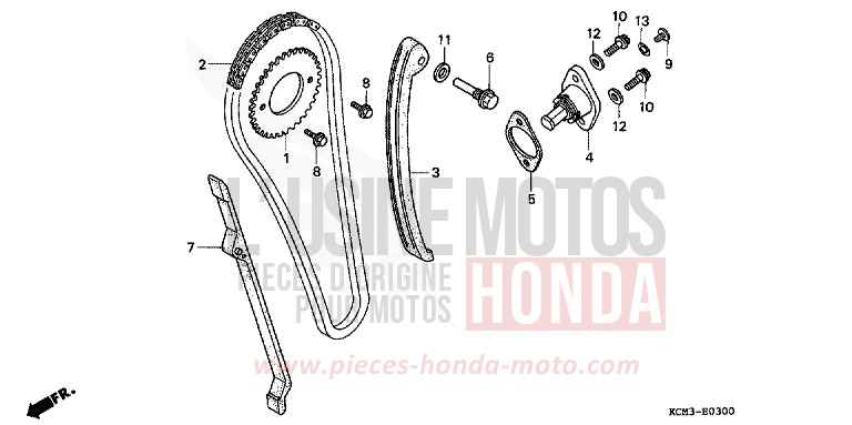 NOCKENWELLENKETTE/SPANNVORRICHTUNG von XLR125R SHASTA WHITE (NH138K) von 1998