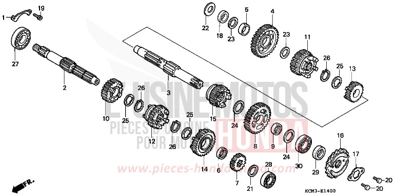GETRIEBE von XLR125R SHASTA WHITE (NH138K) von 1998