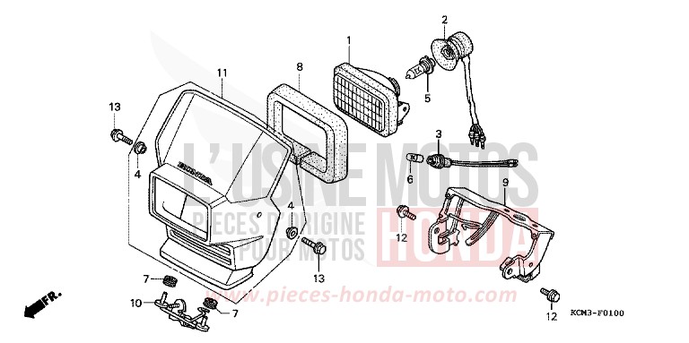 SCHEINWERFER von XLR125R SHASTA WHITE (NH138K) von 1998