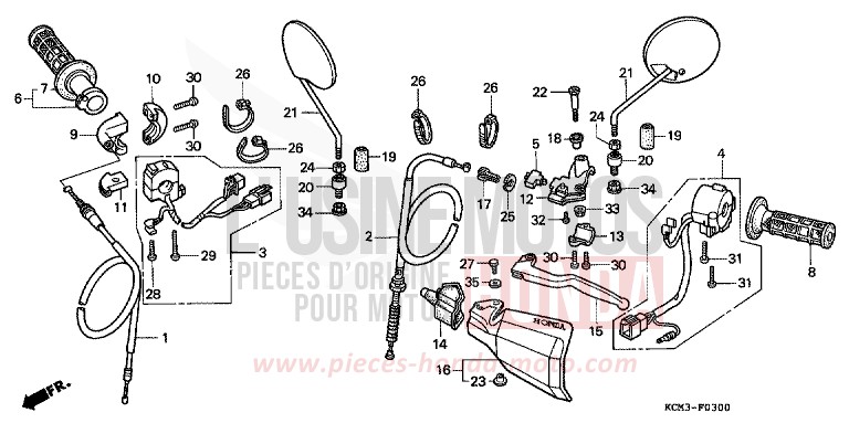 HEBELGRIFF/SCHALTER/ KABEL von XLR125R SHASTA WHITE (NH138K) von 1998