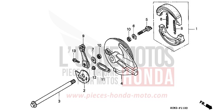 BREMSPLATTE, HINTEN von XLR125R SHASTA WHITE (NH138K) von 1998