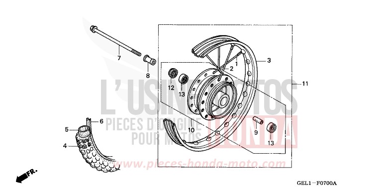 VORDERRAD von XR50R FIGHTING RED (R134) von 2002