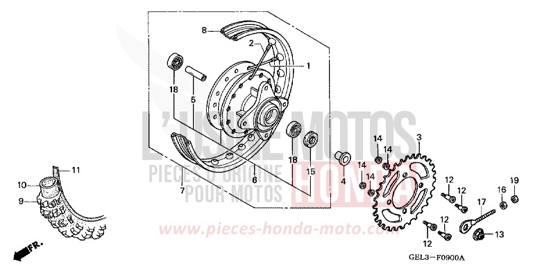HINTERRAD von XR50R FIGHTING RED (R134) von 2002