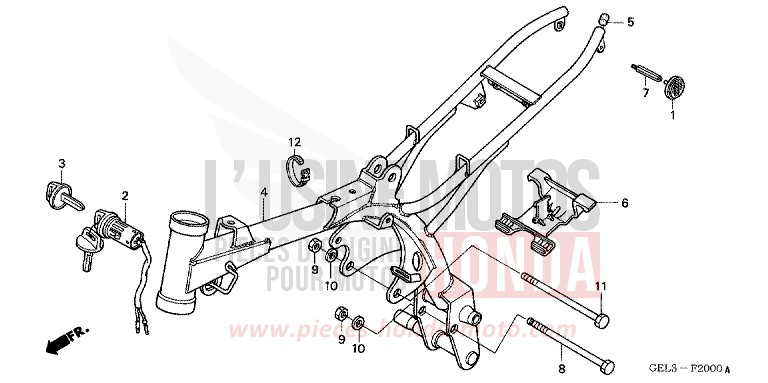 RAHMENKOERPER von XR50R FIGHTING RED (R134) von 2002