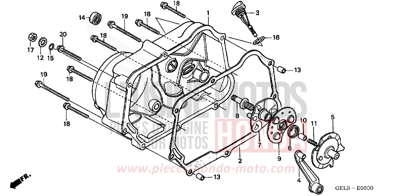 KURBELGEHAEUSEABDECKUNG von XR50R FIGHTING RED (R134) von 2003