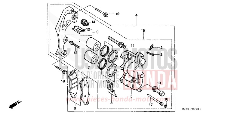 VORDERRAD-BREMSSATTEL von XR600R FIGHTING RED (R134) von 1993