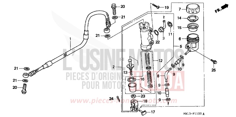 HAUPTBREMSE, HINTEN ZYLINDER von XR600R FIGHTING RED (R134) von 1993