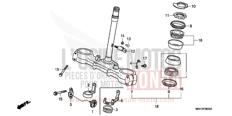 LENKSCHAFT von XR600R SHASTA WHITE (NH138) von 1993