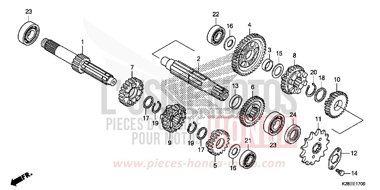 GETRIEBE von CRF125 EXTREME RED (R292) von 2023