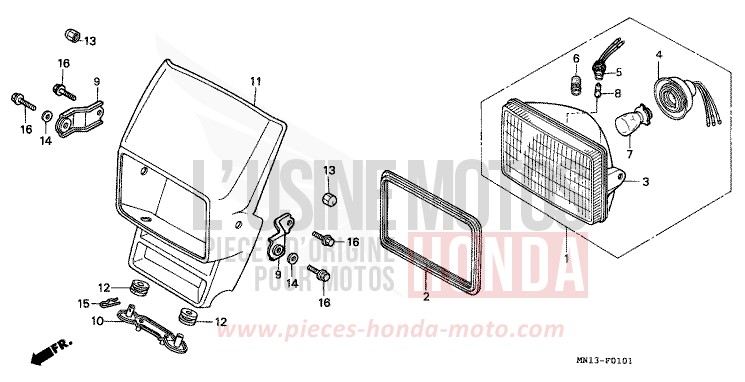 SCHEINWERFER (2) von XR600R SHASTA WHITE (NH138) von 1994