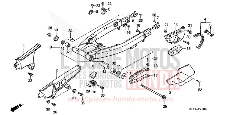 SCHWINGE/KETTENGEHAEUSE von XR600R SHASTA WHITE (NH138) von 1994