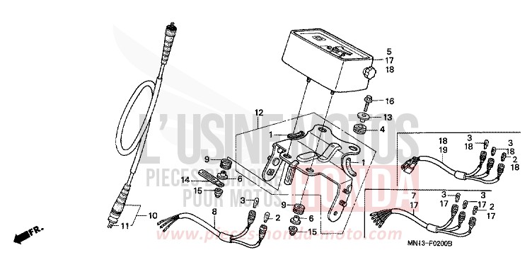 MESSGERAET (1) von XR600R SHASTA WHITE (NH138H) von 1994