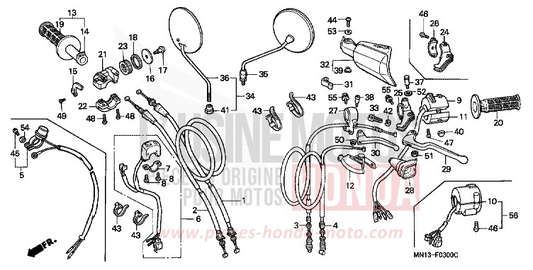 HEBELGRIFF/SCHALTER/KABEL von XR600R SHASTA WHITE (NH138H) von 1994