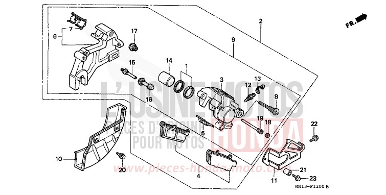 HINTERRAD-BREMSSATTEL von XR600R SHASTA WHITE (NH138H) von 1994