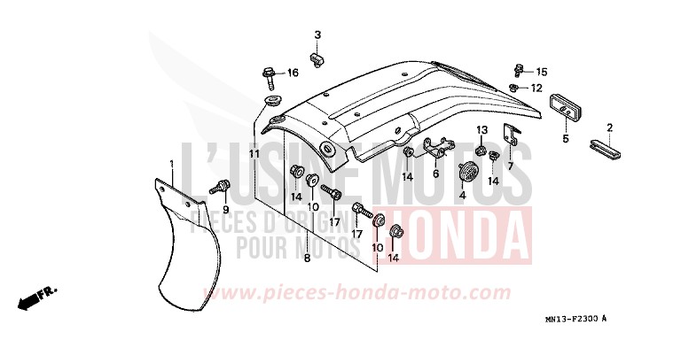KOTFLUEGEL, HINTEN von XR600R SHASTA WHITE (NH138H) von 1994