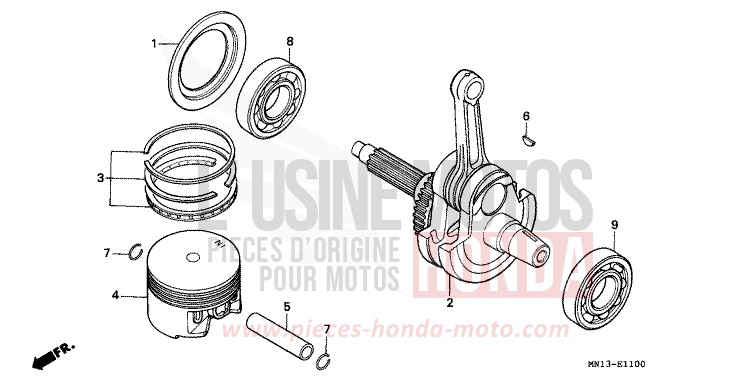 KURBELWELLE/KOLBEN von XR600R SHASTA WHITE (NH138H) von 1995