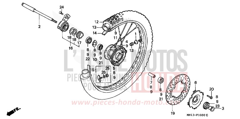 VORDERRAD von XR600R SHASTA WHITE (NH138H) von 1995