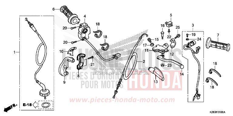 HEBELGRIFF/SCHALTER/KABEL (CRF125F/FB E/H/J) von CRF125FB EXTREME RED (R292) von 2014