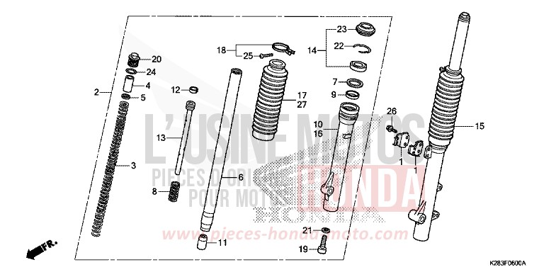 GABEL, VORNE von CRF125FB EXTREME RED (R292) von 2014