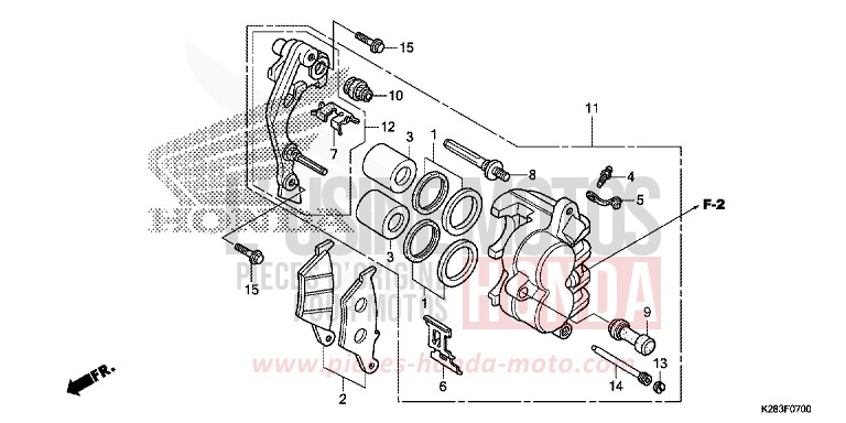 VORDERRAD-BREMSSATTEL von CRF125FB EXTREME RED (R292) von 2014