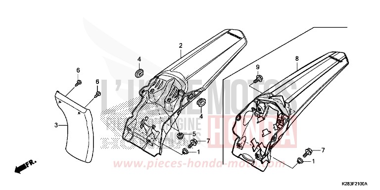 KOTFLUEGEL, HINTEN von CRF125FB EXTREME RED (R292) von 2014