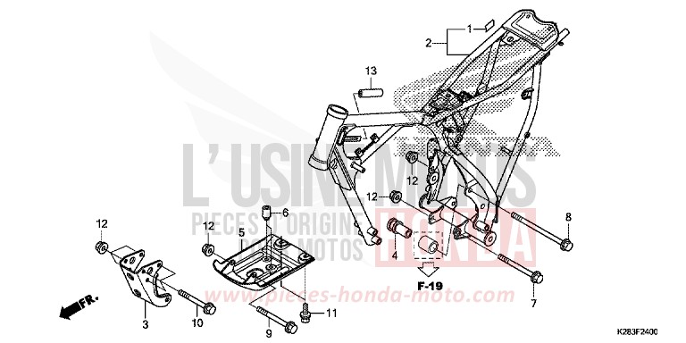 RAHMENKOERPER (CRF125F/FB E/H/J) von CRF125FB EXTREME RED (R292) von 2014