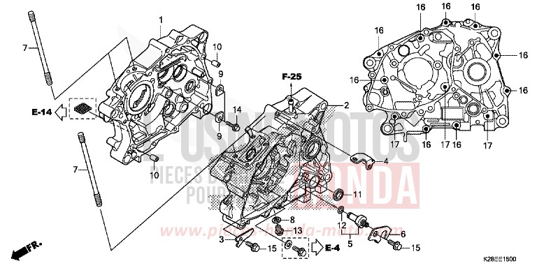 KURBELGEHAEUSE von CRF125FB EXTREME RED (R292) von 2023