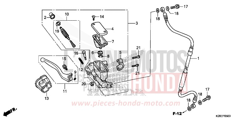 HAUPTBREMSZYLINDER, VORNE ZYLINDER von CRF125FB EXTREME RED (R292) von 2023