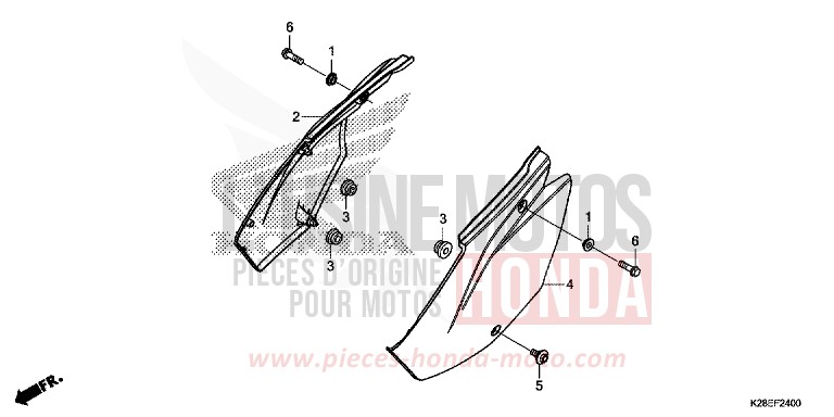 SEITENABDECKUNG von CRF125FB EXTREME RED (R292) von 2023