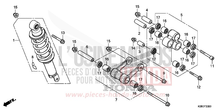 KISSEN, HINTEN von CRF125FB EXTREME RED (R292) von 2023