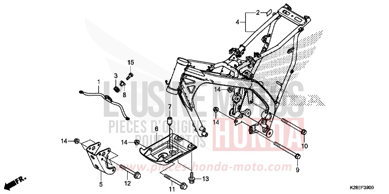 RAHMENKOERPER von CRF125FB EXTREME RED (R292) von 2023
