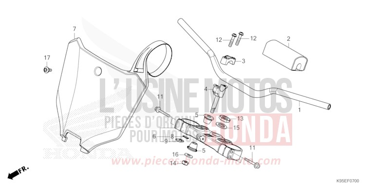 ROHRGRIFF/OBERE BRUECKE von CRF250R EXTREME RED (R292) von 2023