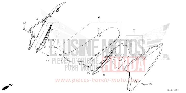 SITZ/SEITENABDECKUNG von CRF250R EXTREME RED (R292) von 2023