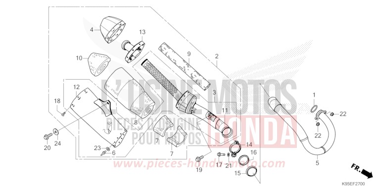 ABGAS-SCHALLDAEMPFER von CRF250R EXTREME RED (R292) von 2023