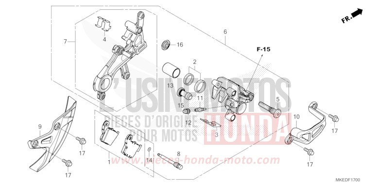 HINTERRAD-BREMSSATTEL von CRF450R EXTREME RED (R292) von 2023