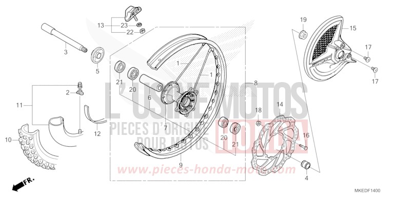 VORDERRAD von CRF450R EXTREME RED (R292) von 2023