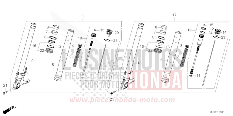 GABEL, VORNE von CB1000R GRAPHITE BLACK (NHB01) von 2023