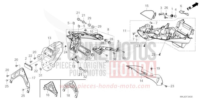 KOTFLUEGEL, HINTEN von CB1000R GRAPHITE BLACK (NHB01) von 2023