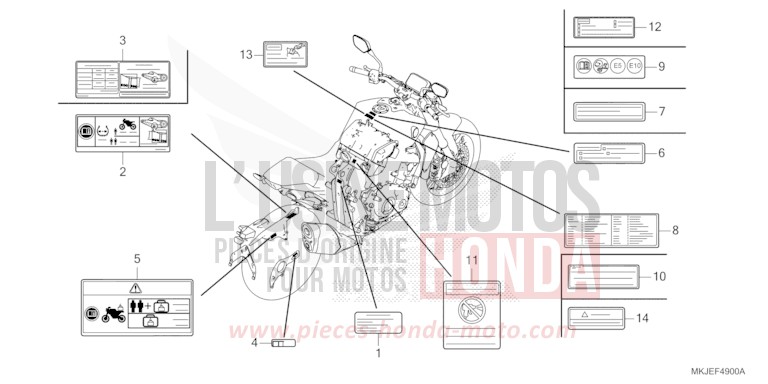 WARNETIKETT von CB1000R GRAPHITE BLACK (NHB01) von 2023