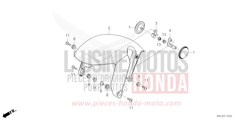 KOTFLUEGEL, VORNE von CB1000R MAT JEANS BLUE MATALLIC (PB417) von 2023