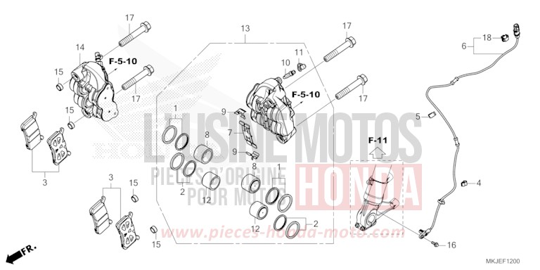 VORDERRAD-BREMSSATTEL von CB1000R MAT JEANS BLUE MATALLIC (PB417) von 2023